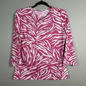 Barbara Gerwit Large Pink White 3/4 Sleeve Top